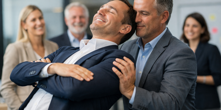 Une illustration hyper realiste Bâtir la confiance dans un club d’affaires : clarté, écoute, but commun et crédibilité. La Passarel·la